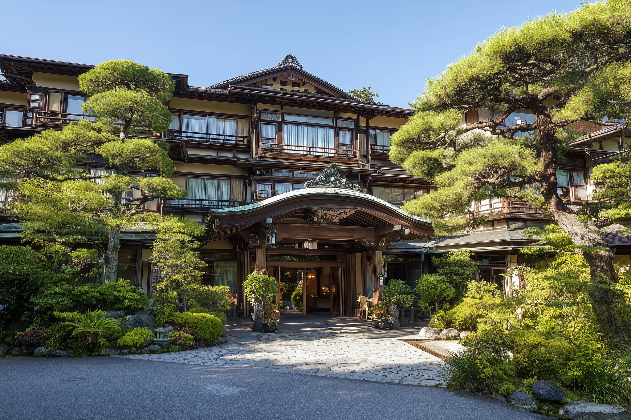 座敷から望む秋の庭園